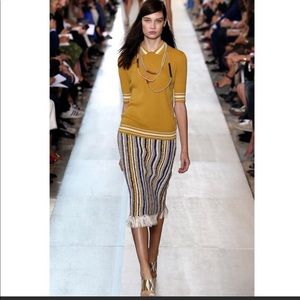 Tory Burch Crochet & Fringe Midi Skirt Size XL